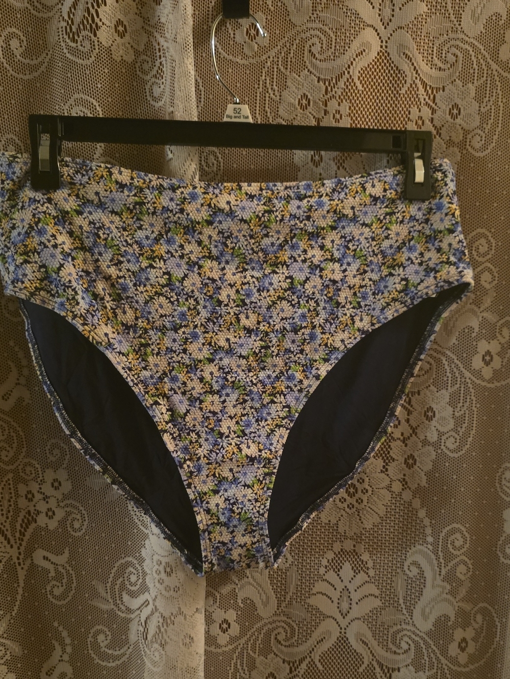 New Old Navy Women's XL Navy Blue White Floral Swim Bikini Bottom